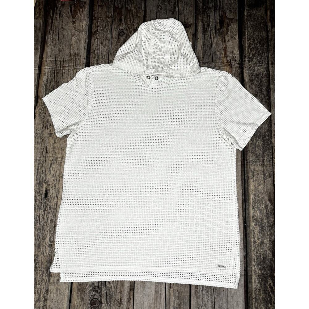 Guess Logo Short Sleeve Mesh Hooded Pullover Tee Shirt Mens Size 2XL